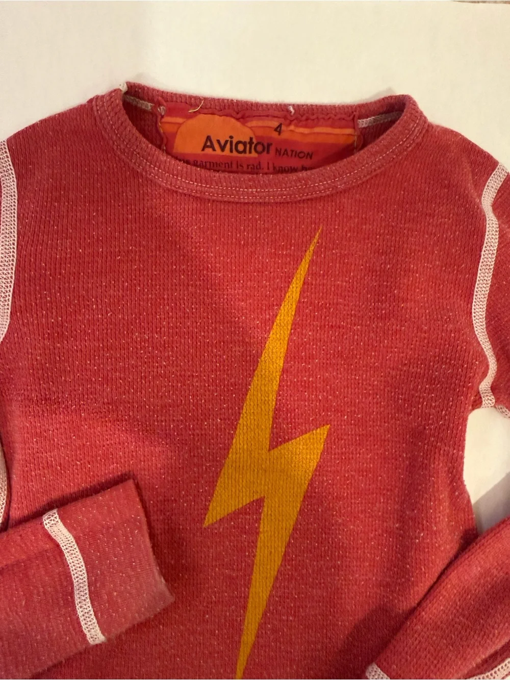 Aviator Nation Red Lightning Top with Gray Logo Joggers
